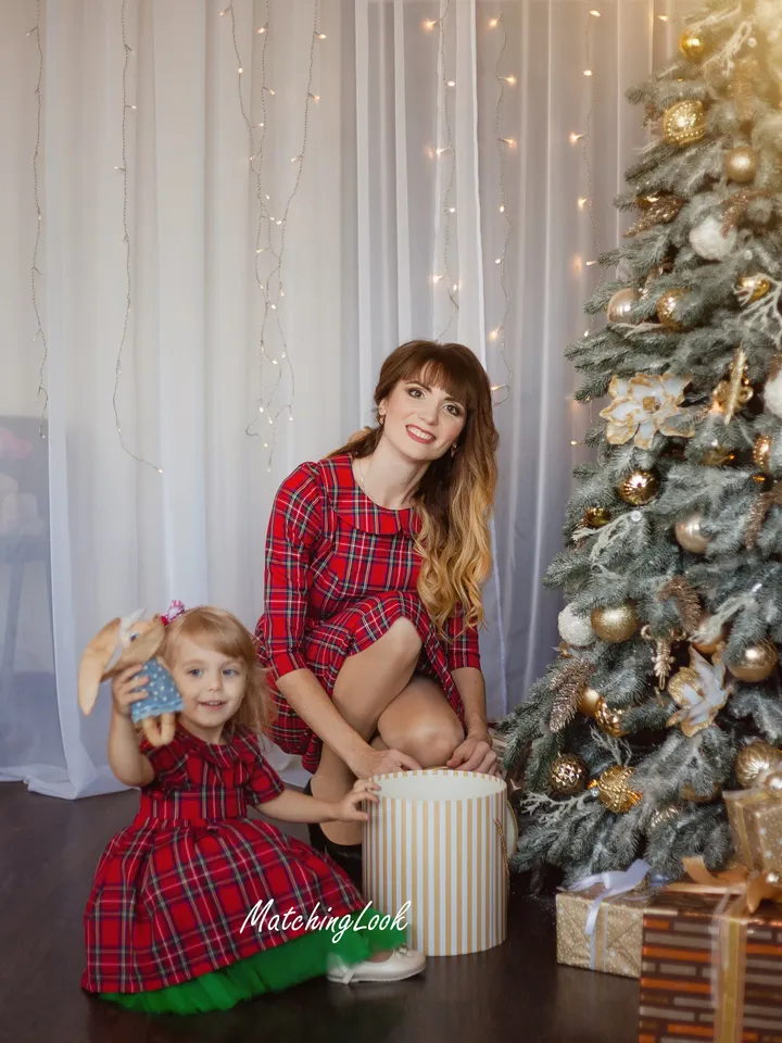 Christmas Dress Women, Holiday Dress, Red Tartan Dress, Plaid Dress, Christmas Photography Dress, Shirt Wool Dress, Peter Pan Collar Dress