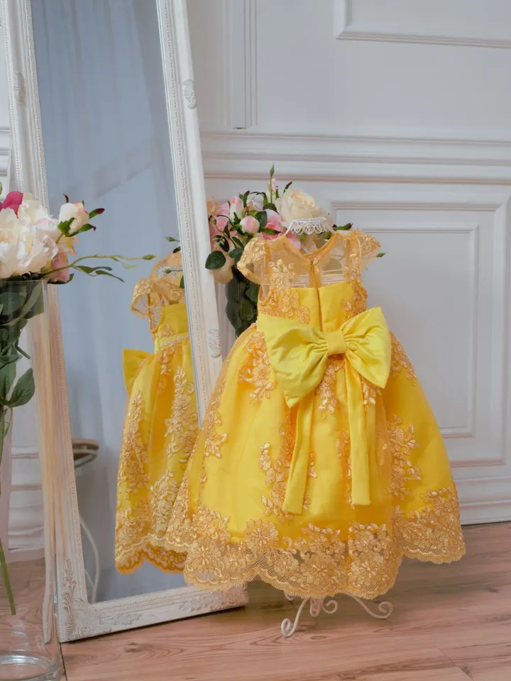 Belle Dress, Yellow Princess Dress, 1st Birthday Outfit, Toddler Girl Dress, Lace Flower Girl Dress, Beauty And The Beast Dress, Tutu Dress
