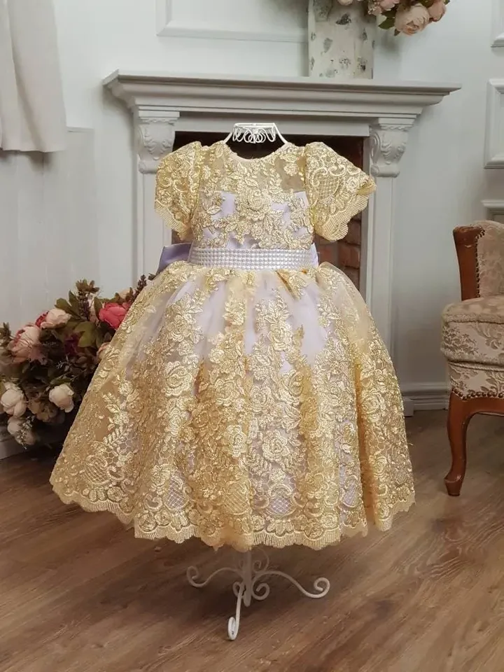 Birthday Outfit 1 Year Old, Flower Girl Dress, Golden Dress, Baby Girl Dress, Princess Tutu Dress, Toddler Girl Dress, 1st Birthday Dress