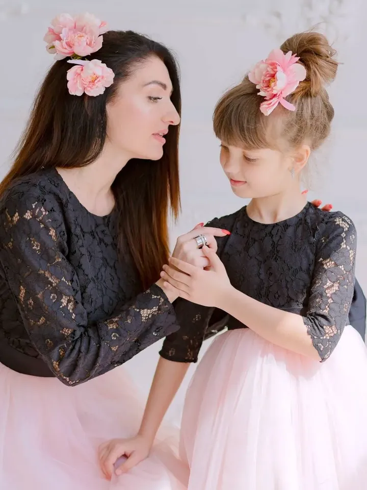 Mother Daughter Matching Dress, Blush Black Dress, Mommy and Me Outfit, Toddler Formal Gown, Photoshoot Dress, Birthday Party Dress