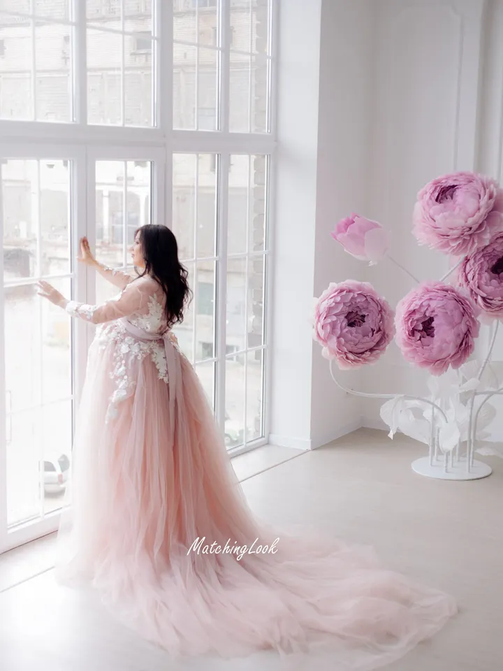 Maternity Dress For Photo Shoot, Maternity Gown, Lace Maternity Wedding Dress, Pregnancy Dress, Prom Maternity Gown, Tulle Maternity Dress