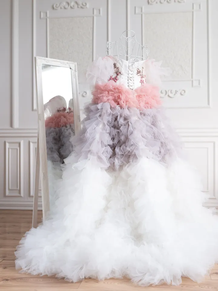 Off Shoulders Wedding Dress, Ombre Tulle Dress, Couture Dress, Tiered Wedding Dress, Fairytale Dress, Prom Gown, Alternative Wedding Dress
