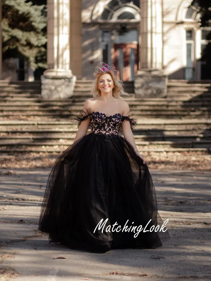 Black Wedding Dress, Black Lace Wedding Dress, Gothic Wedding Dress, Dark Wedding Dress, Tulle Wedding Dress, Bridesmaid Dress, Homecoming