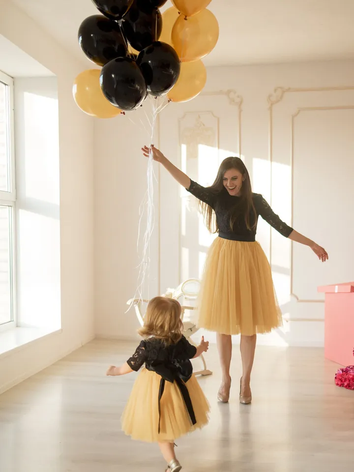 Mommy And Me Dresses, Family Photoshoot Dress, Gold And Black Matching Outfits, Birthday Dress, Girl Tutu Dress, Princess Dress, Tulle Dress