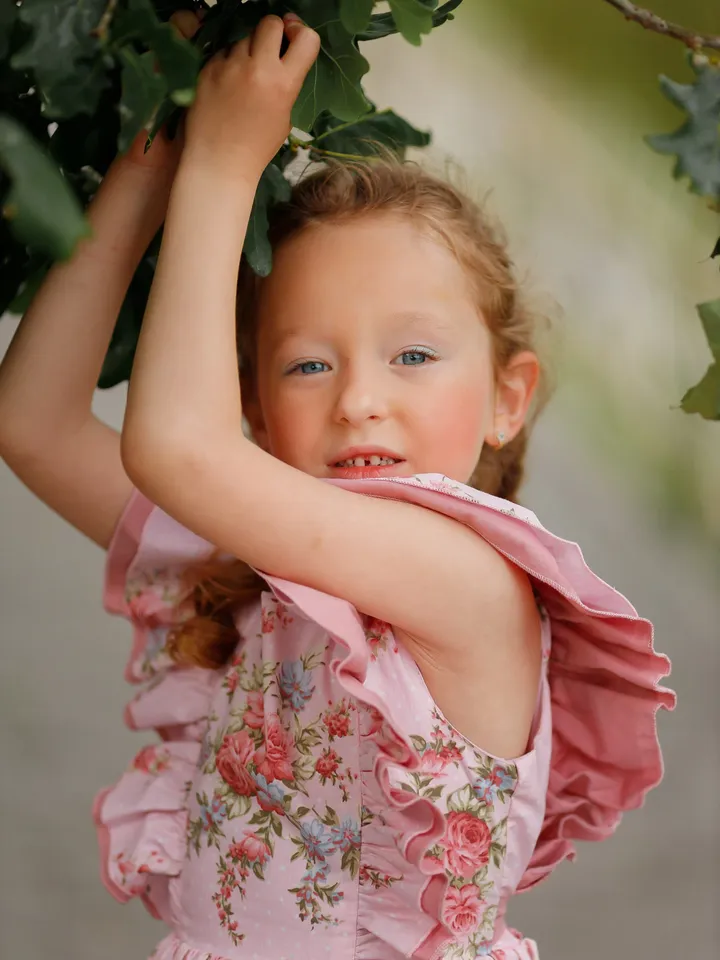 Girl Pink Dress, Floral Dress, Girl Frill Dress, 1st Birthday Dress, Photoshoot Dress, Girl Flare Dress, Girl Ruffle Dress, Toddler Dress