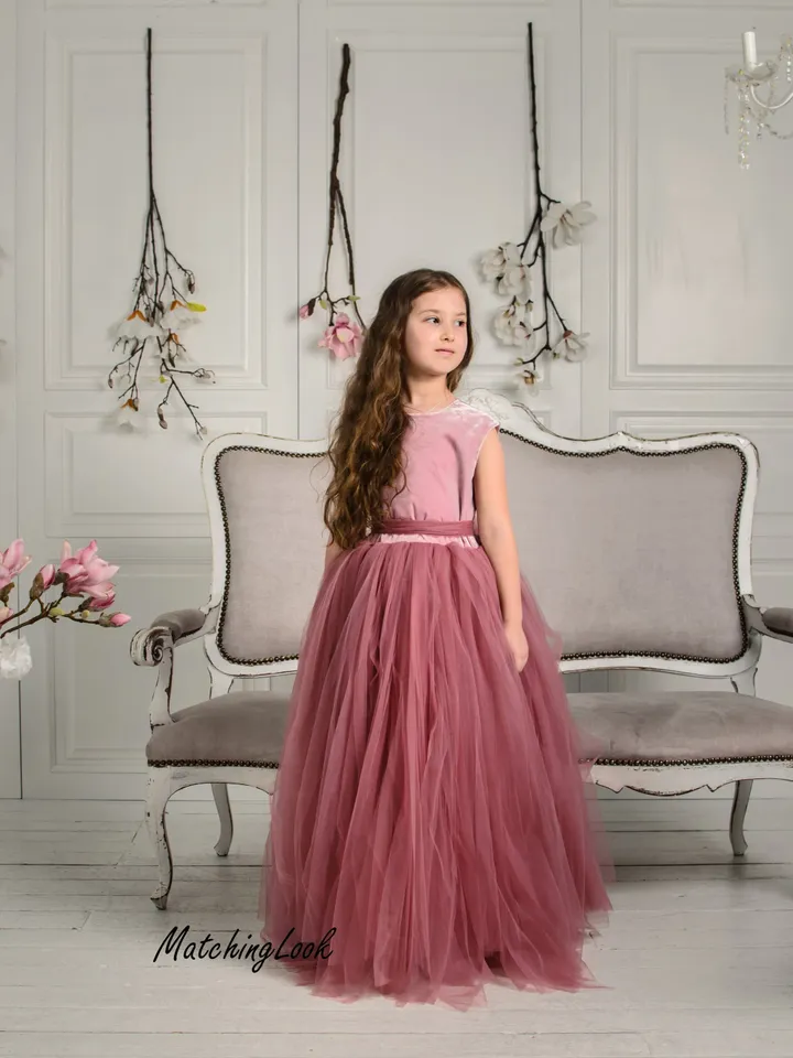 Dresses For Girls, Flower Girl Dress, Dusty Rose Flower Dress, Princess Dress, Formal Girl Dress, Fairytale Dress, Wedding Girl Dress
