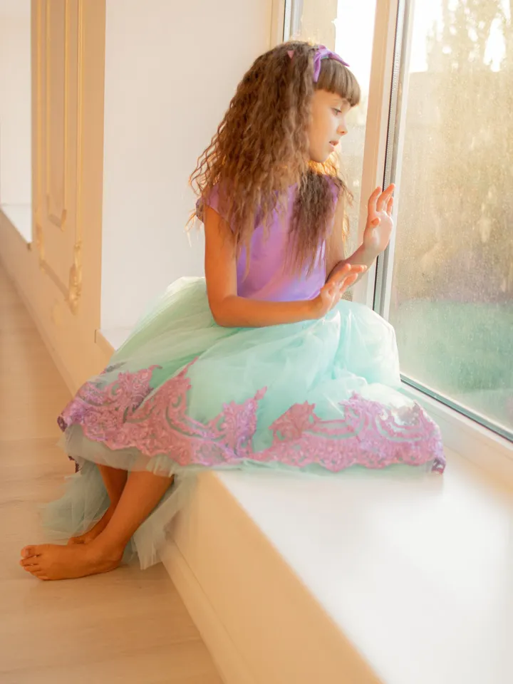 Ariel Tulle Dress, Little Mermaid Dress, Birthday Party Dress, Princess Tutu Dress, Pastel Purple Dress, Toddler Gown Dress, High Low Dress