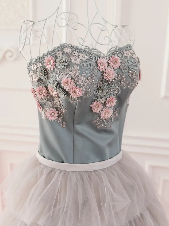 Grey and Pink Wedding Dress, Couture Tulle Photoshoot Dress, Tiered Tulle Gown, Ombre Tulle Dress, Tiered Wedding Dress, Bridal Separates