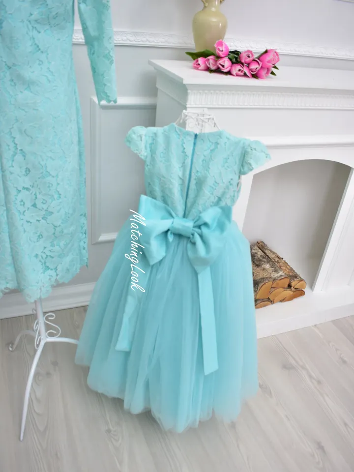 Mint Mommy and Me Dresses, Matching Mother Daughter Dress, Sky Blue Lace Dress, Baby Girl Dress, Photoshoot Dress, Princess Dress, Birthday