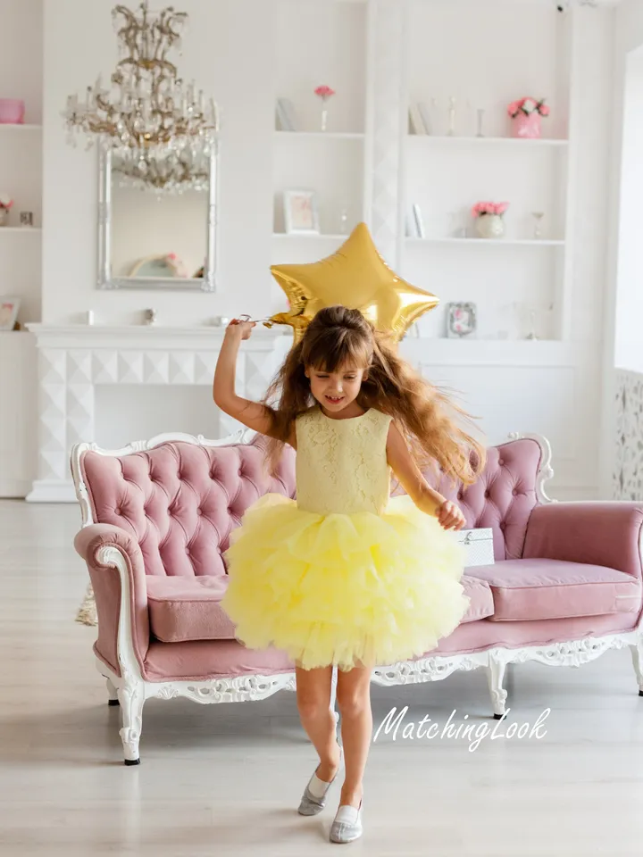 Yellow Tutu Dress, Birthday Dress, Toddler Girl Tulle Dress, Special Occasion, Flower Girl Dress, Summer Photoshoot, Girl Sundress, Boho