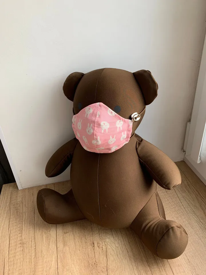Kids Washable Face Mask with over the head elastic, Kids Pink Bunny Print Face Mask, Face Mask, Reusable Face Mask, Breathable