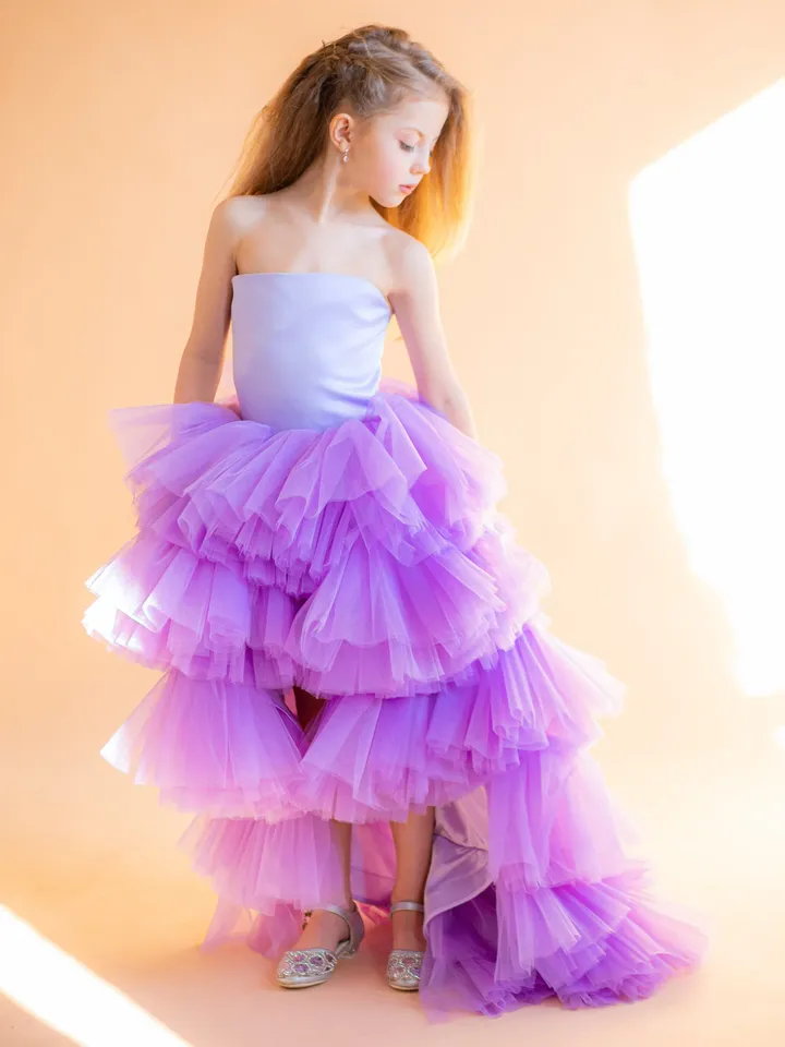 Girl Pageant Dress, Photography Dress, Lavender Tulle Dress, Flower Girl Dress, Toddler High Low Dress, Ruffle Party Dress, Princess Dress