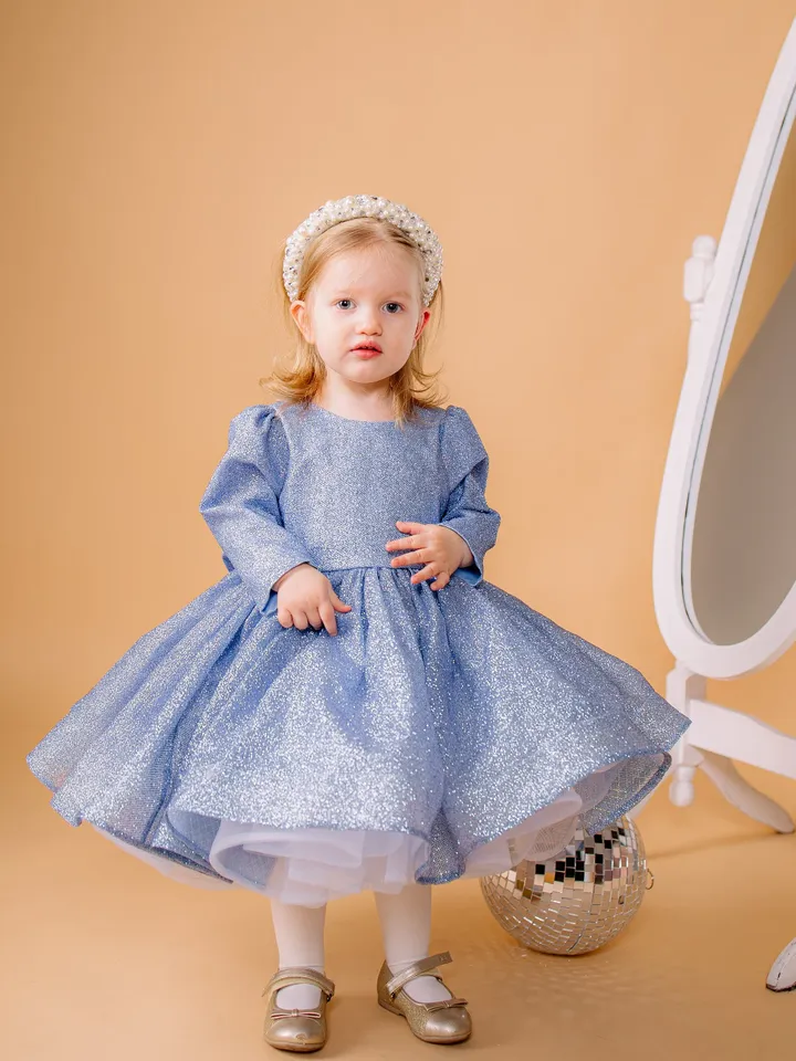 Blue Sparkling Baby Dress, Girl Tutu Dress, 1st Birthday Dress, Glitter Dress, Cake Smash Outfit, Blue Elsa Dress, Tulle Toddler Dress
