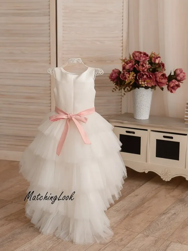 Christening Gown, First Communion Dress, Flower Girl Dress, Baby Baptism Dress, High Low Tulle Dress, Minimalist Dress, Baby Tutu Dress