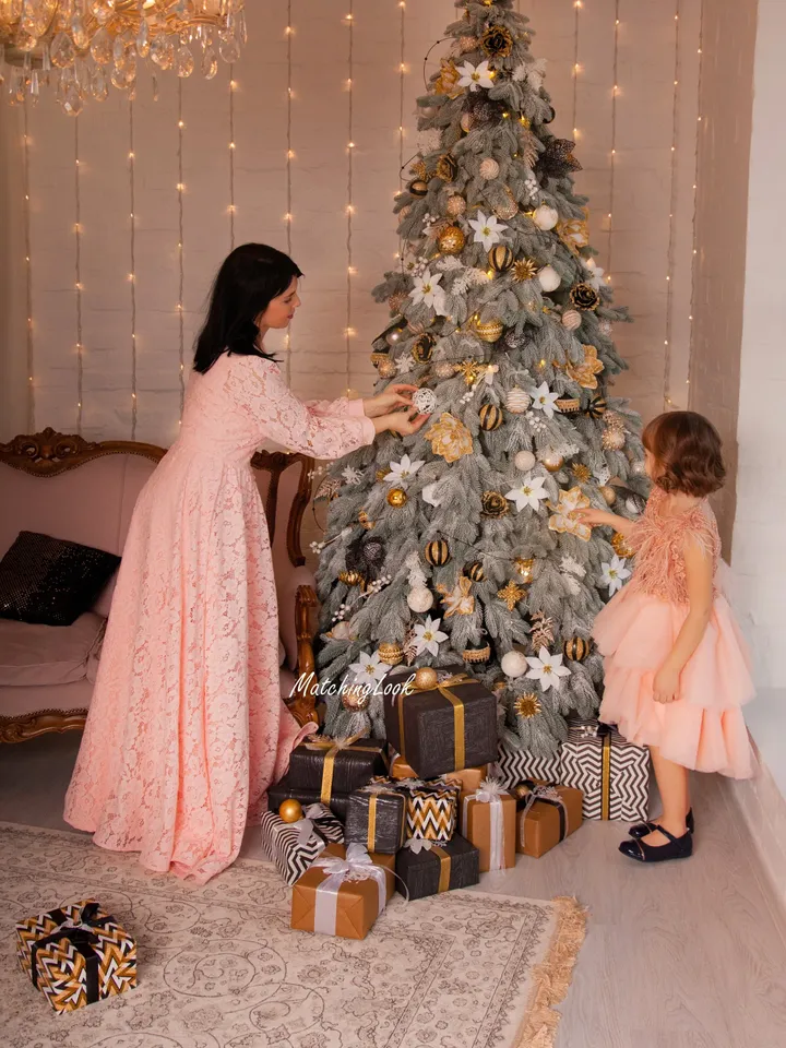 Custom order - mommy and me peach matching dresses