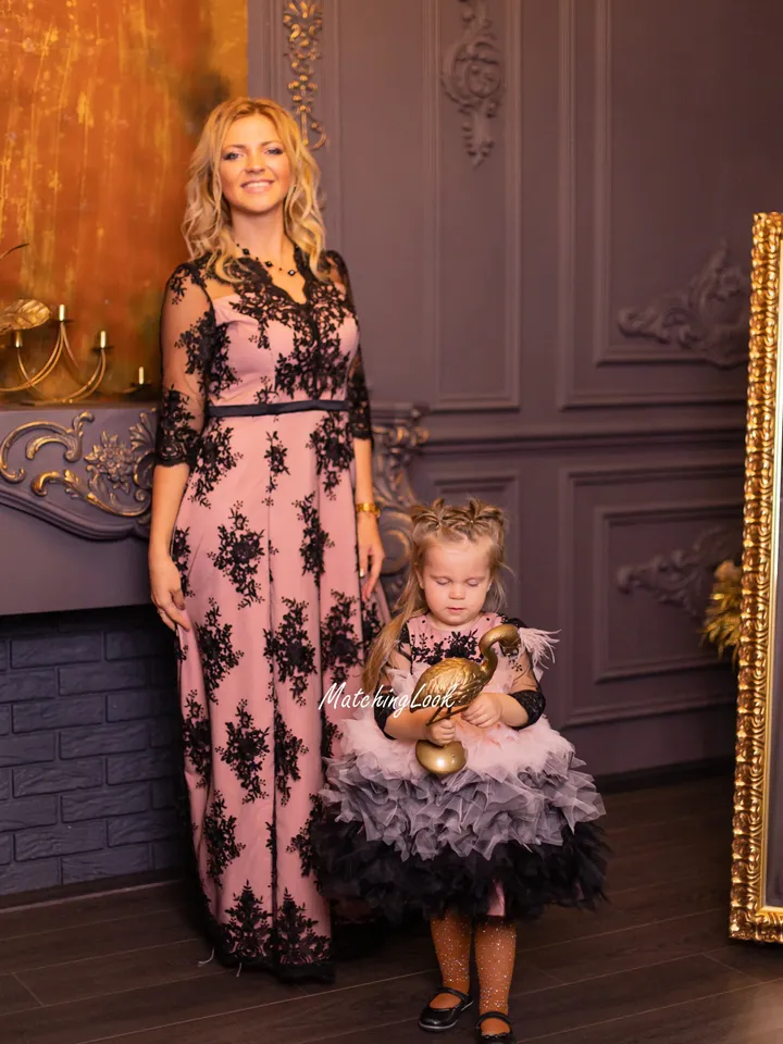 Mother Daughter Matching Dresses, Matching Lace Dress, Matching Guest Dress, Wedding Formal Dress,Matching Birthday Outfit,Matching Occasion