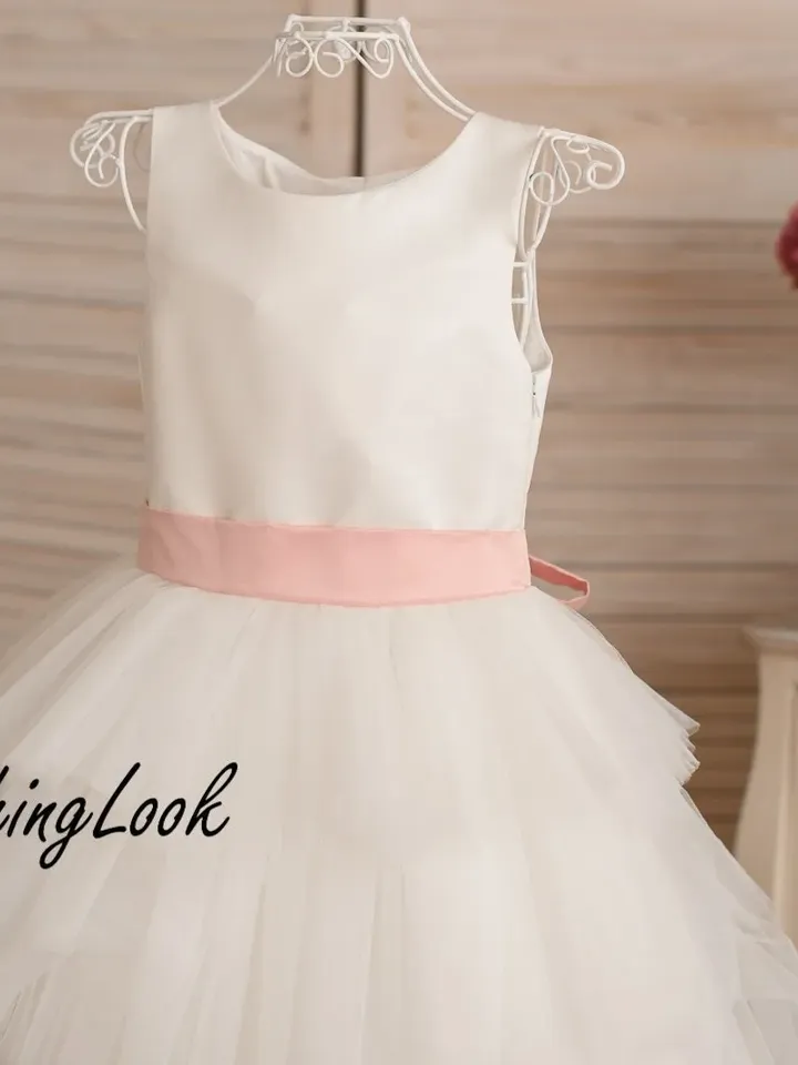 Christening Gown, First Communion Dress, Flower Girl Dress, Baby Baptism Dress, High Low Tulle Dress, Minimalist Dress, Baby Tutu Dress