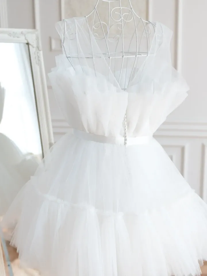 White Tulle Mini Dress, Women Tutu Dress, Short Wedding Dress, Tulle Short Dress, White Party Dress, Bridesmaid Dress, Second Bridal Dress