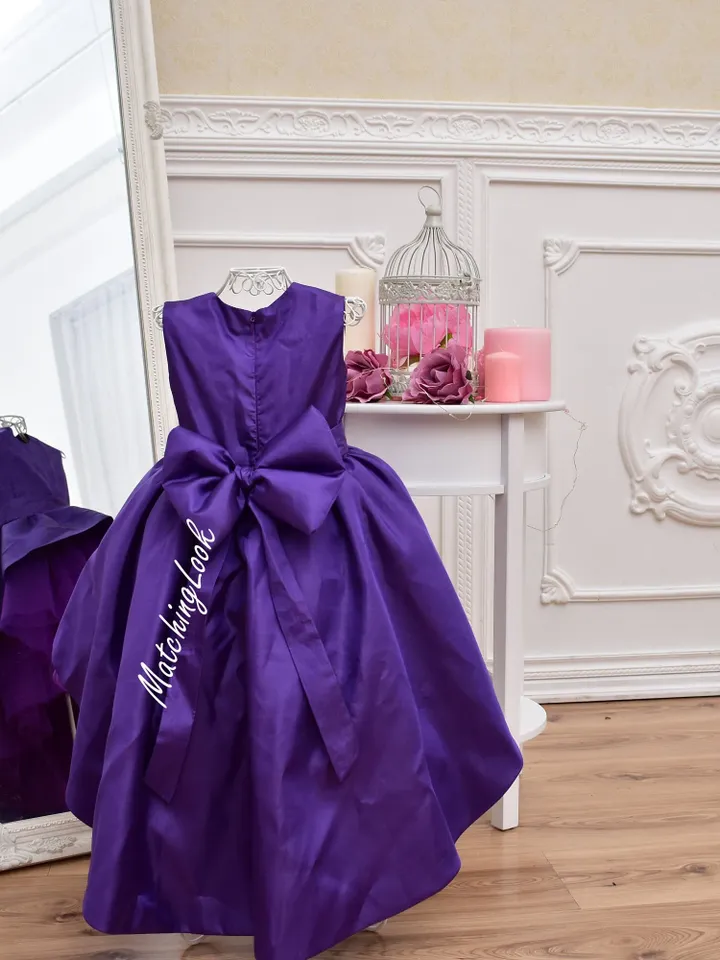 Ultra Violet 1st Birthday Outfit Girl, Flower Girl Dress, Purple Tutu Dress, Dress with train, Party Wedding Birthday Dresses, Baby Girl