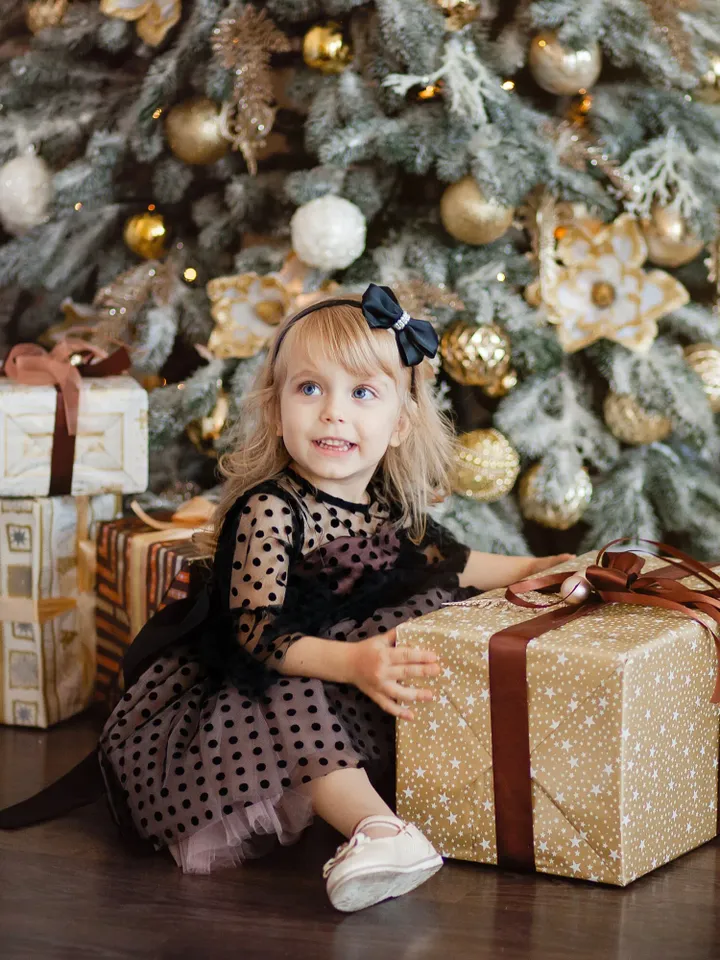 Black Flower Girl Dress, Toddler Party Gown, Formal Dress, Christmas Dress Girl, Black Polka Dot Dress, Princess Dress, 1st Birthday Dress
