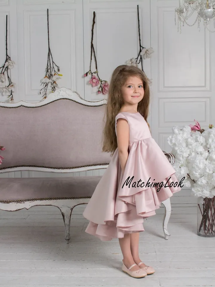 Baby Girl Dress, Special Occasion Dress, 1st Birthday Dress, Blush Pink Dress, Toddler Formal Dress, High Low Dress, Summer Photoshoot