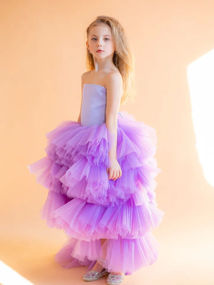Girl Pageant Dress, Photography Dress, Lavender Tulle Dress, Flower Girl Dress, Toddler High Low Dress, Ruffle Party Dress, Princess Dress