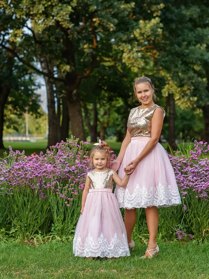 Mother Daughter Matching Dress, Gold Sequin Dress, Matching Mommy And Me Outfit, Matching Tutu Dress, Matching Lace Dress, Blush Dress Girls