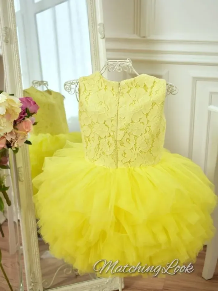 Yellow Girl Dress, Tutu Girl Dress, Lace Girl Dress, Summer Girl Dress, Princess Girl Dress, Wedding Girl Dress, Kids Photoshoot Dress