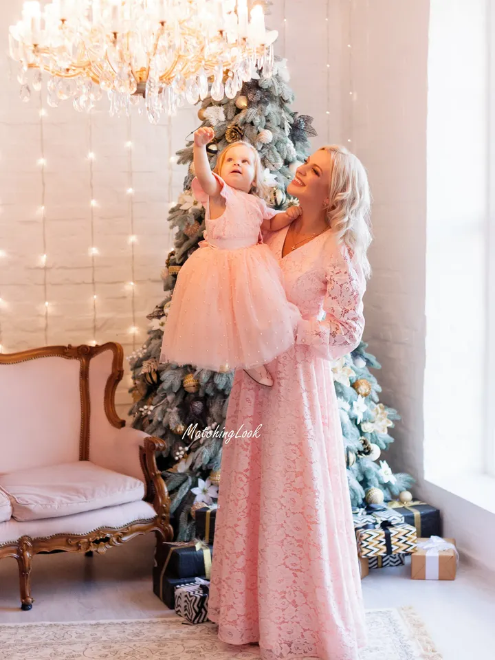 Custom order - mommy and me peach matching dresses