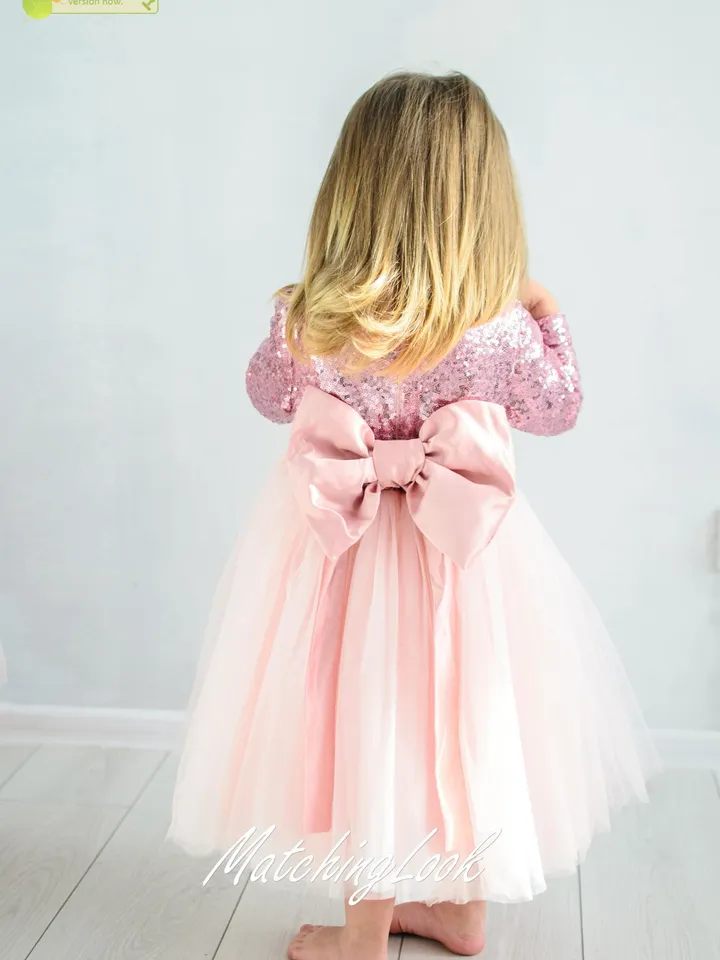 Pink Tutu Dress, Mother Daughter Matching Dress, Elegant Dress, Open Back Dress, Mommy And Me Outfit, Photoshoot Dress, Wedding Guest