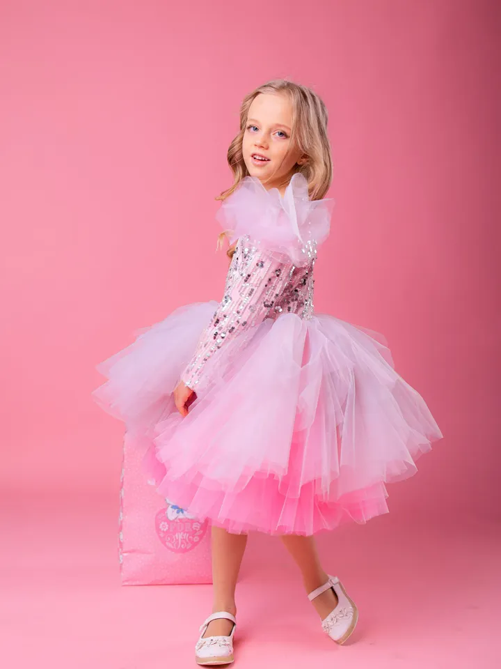 New Year Tutu Dress, Sequin Girl Dress, Sparkly Dress Toddler, Long Sleeves Dress, Holiday photoshoot, Tulle Girl Dress, Princess Dress