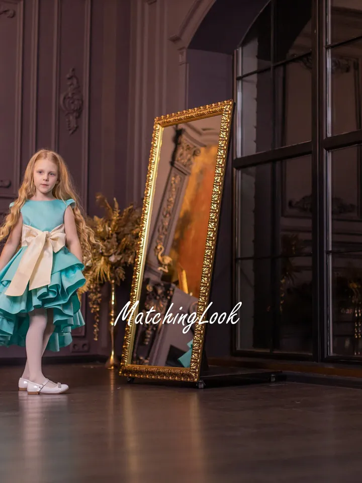 Teal Girl Dress, Baby Girl Dress, Birthday Dress, Special Occasion Dress, Asymmetrical Dress, Flower Girl Dress, Girl Formal Dress, Elegant