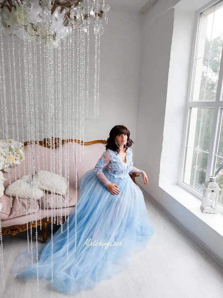 Maternity Dress For Baby Shower, Blue Maternity Dress, Maternity Gown Photo Shoot, Pregnancy Dress, Photo Shoot Gown, Formal Maternity Gown