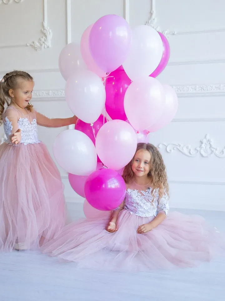 Pink Wedding Dress, Blush Tulle Gowns Photoshoot, Matching Mommy And Me Outfit, Tulle Maternity Dresses, Mother Daughter Matching Gown