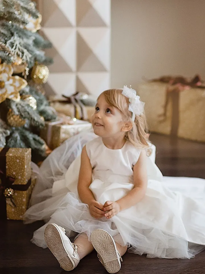 Toddler Christmas Dress, High Low Toddler Dress, White Baptism Dress, Christening Dress, Holiday Photoshoot,Elegant Dress,Girl Wedding Dress