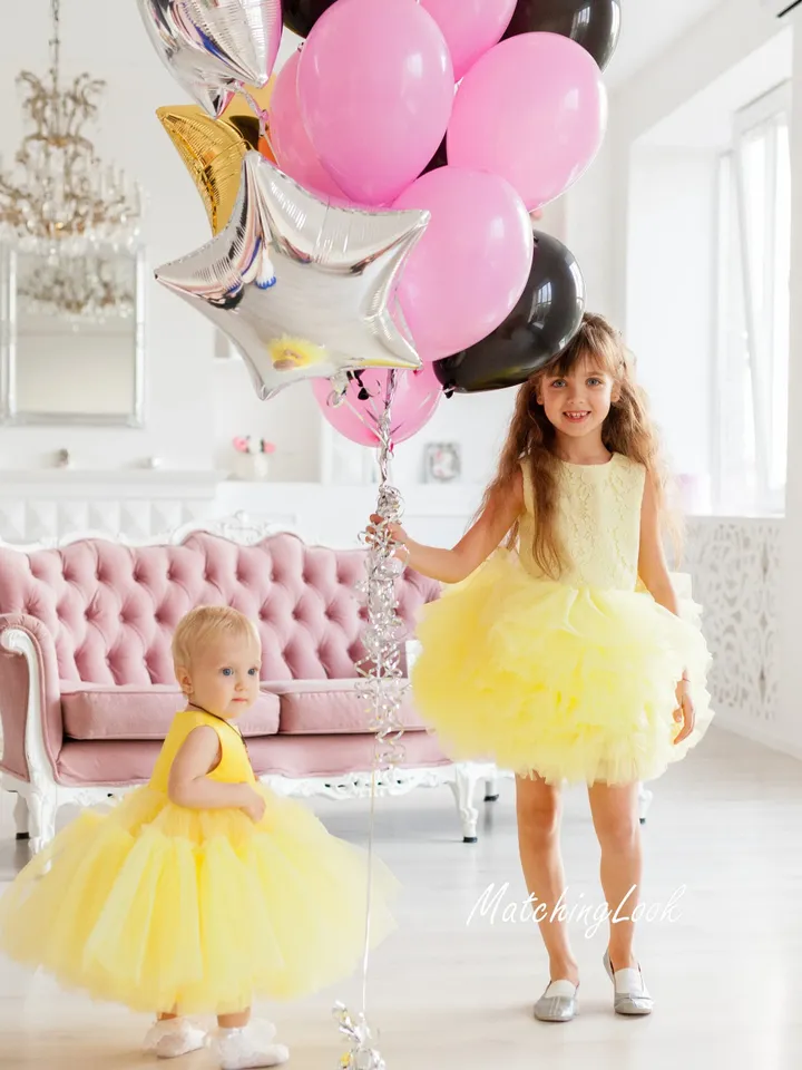Yellow Tutu Dress, Birthday Dress, Toddler Girl Tulle Dress, Special Occasion, Flower Girl Dress, Summer Photoshoot, Girl Sundress, Boho
