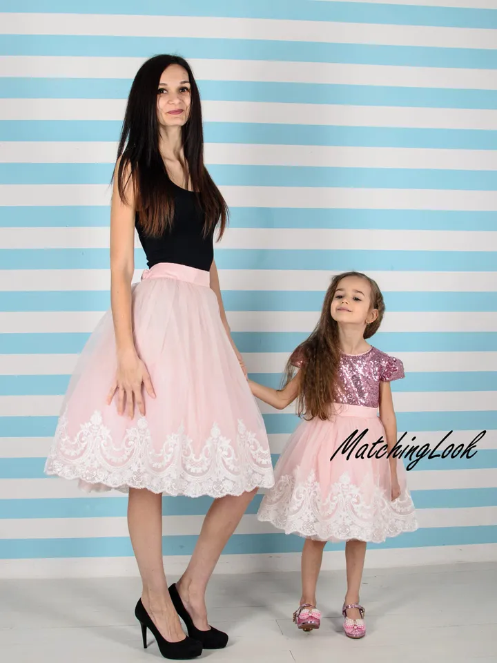 Mother Daughter Matching Dress, Tutu Pink Dress, Mommy and Me Dress, First Birthday Dress, Flower Girl Dress, Mother and Daughter Outfit