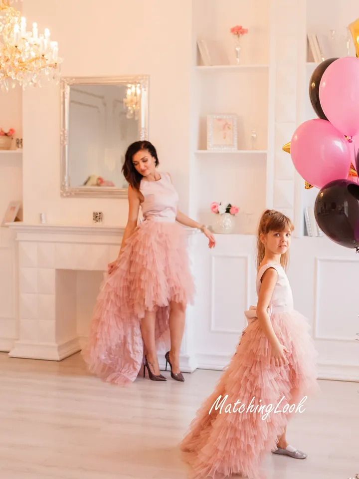 Mommy And Me Dress, Blush Pink Matching Dress, Special Occasion Dress, Flower Girl Dress, Mom And Daughter Dress, Layered Dresses, Photo