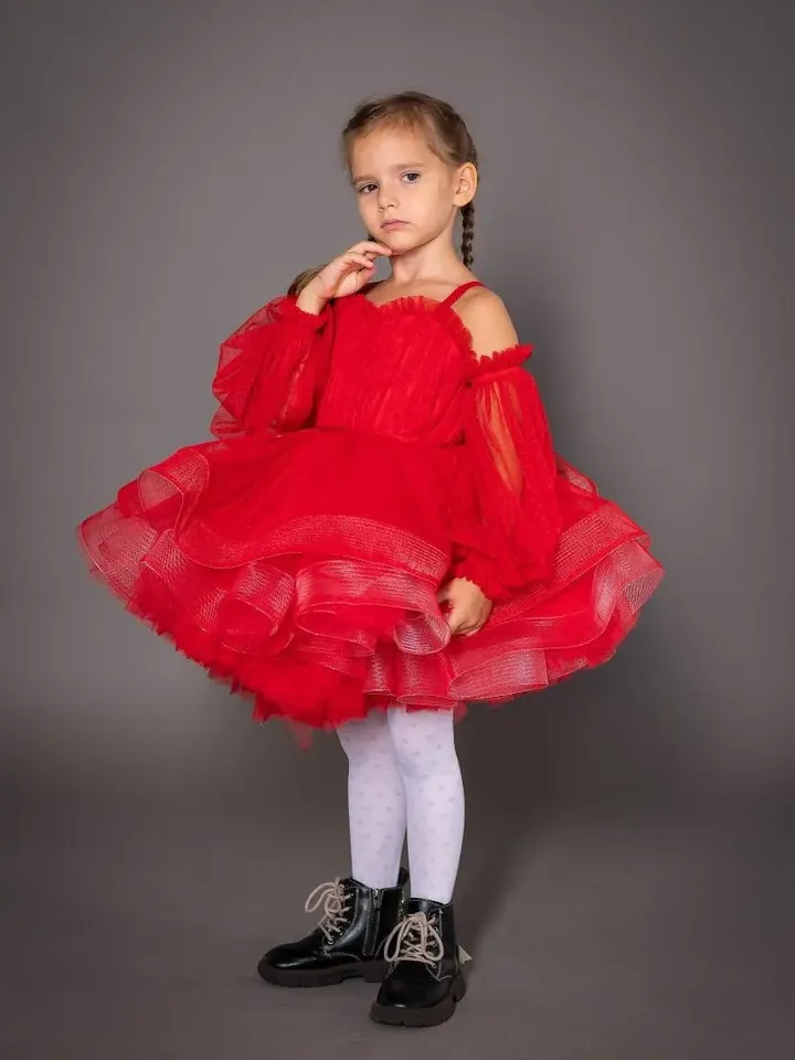 Red Polka Dot Dress, Pageant Baby Dress, Tutu Toddler Dress, Flower Girl Dress, Princess Tutu Dress, Puffy Cupcake Dress, Party Dress