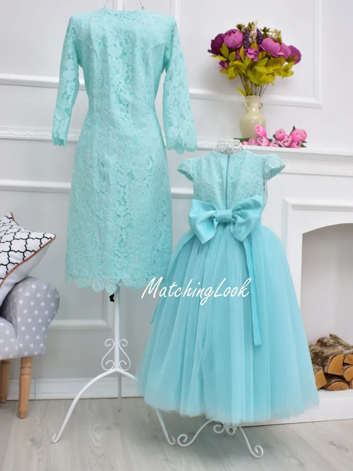 Mint Mommy and Me Dresses, Matching Mother Daughter Dress, Sky Blue Lace Dress, Baby Girl Dress, Photoshoot Dress, Princess Dress, Birthday