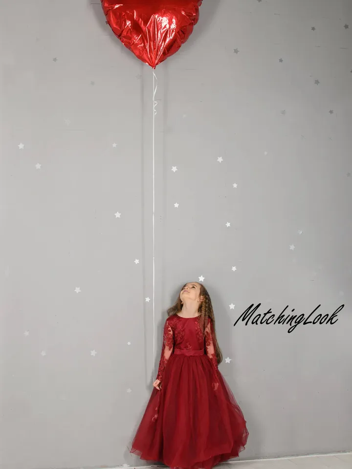 Mommy and Me Outfit, Girl Burgundy Dress, Mother Daughter Matching Dress, Girl Party Dress, Tulle Princess Dress, Formal Dress, Elegant