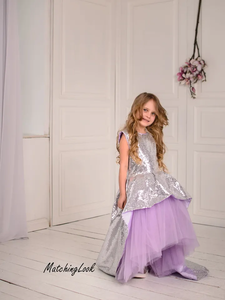 Unicorn Dress, Silver Sequin Dress, New Year Outfit, Flower Girl Dress, Toddler Party Dress, Silver Tutu Dress, Princess Dress,Holiday Dress