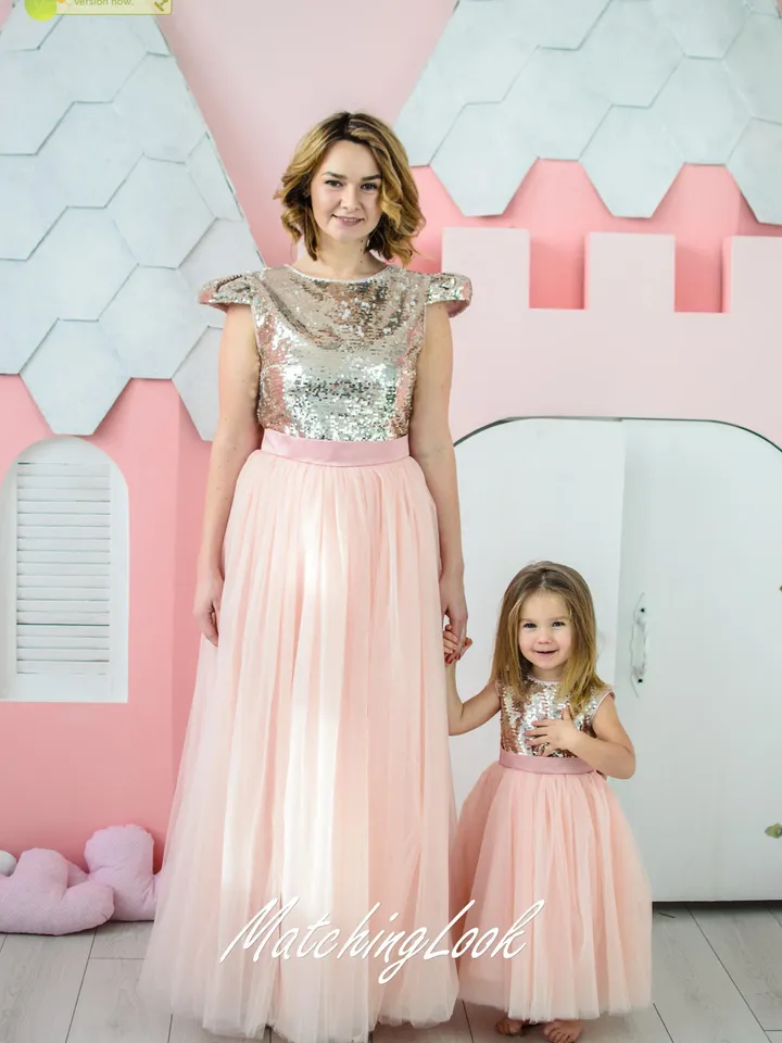 Mother Daughter Matching Dresses, Open Heart Back Dress, Pink Tutu Dress, Baby Girl Party Dress, Photoshoot Dress, Mommy and Me Outfit