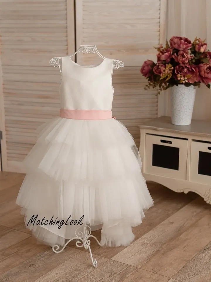 Christening Gown, First Communion Dress, Flower Girl Dress, Baby Baptism Dress, High Low Tulle Dress, Minimalist Dress, Baby Tutu Dress