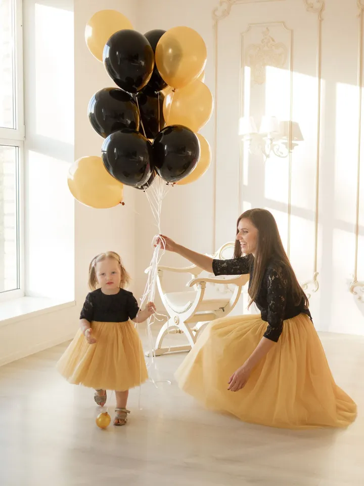 Mommy And Me Dresses, Family Photoshoot Dress, Gold And Black Matching Outfits, Birthday Dress, Girl Tutu Dress, Princess Dress, Tulle Dress
