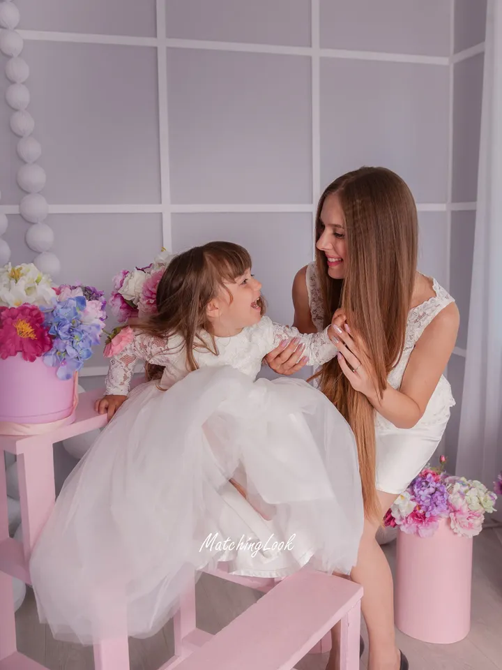 White Matching Dress, Mommy and Me Outfit, First Baptism Dress, Elegant Dress, Matching Mother Daughter Dress, Photoshoot Dress, Formal