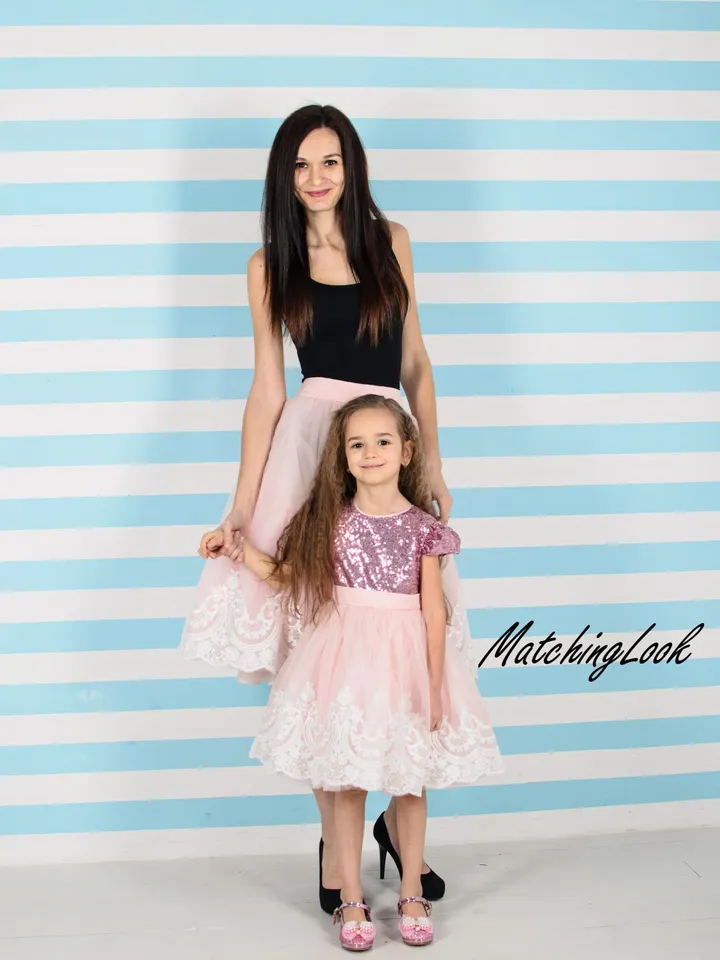 Mother Daughter Matching Dress, Tutu Pink Dress, Mommy and Me Dress, First Birthday Dress, Flower Girl Dress, Mother and Daughter Outfit