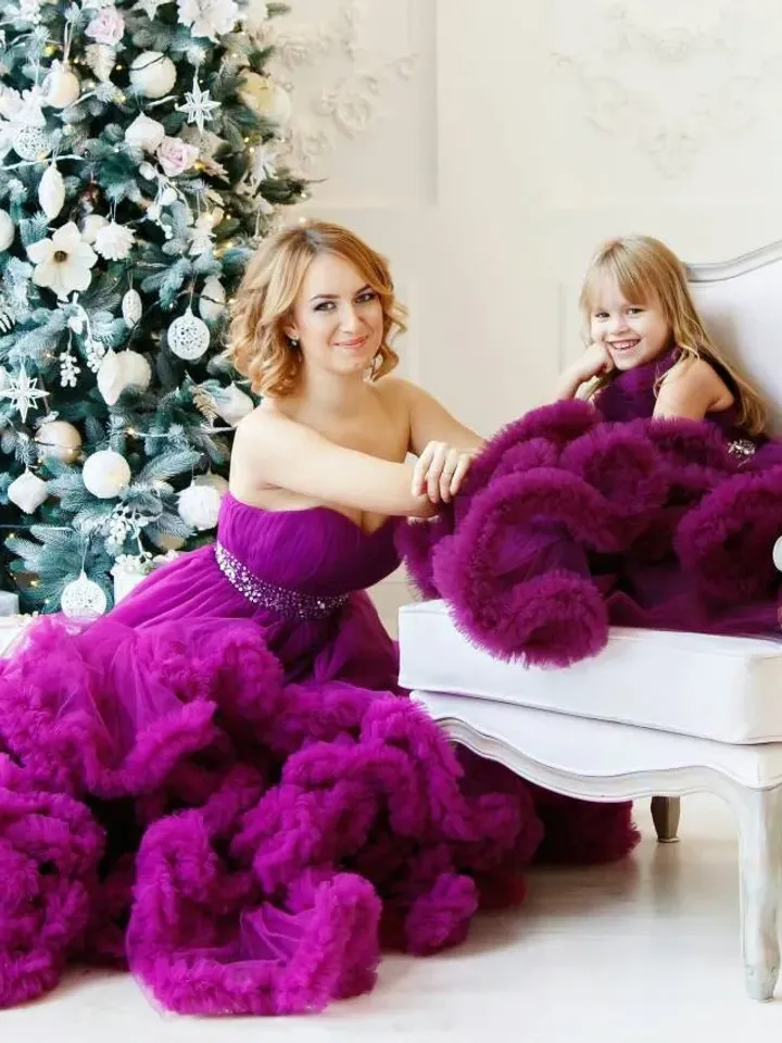 Mommy And Me Princess Dresses, Christmas Photography Dress, Holiday Tulle Gowns, Tutu Ball Gown, Mother Daughter Xmas Dress, Matching Dress