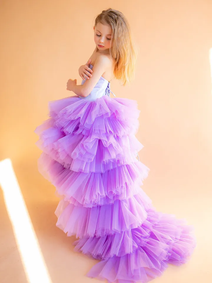 Girl Pageant Dress, Photography Dress, Lavender Tulle Dress, Flower Girl Dress, Toddler High Low Dress, Ruffle Party Dress, Princess Dress