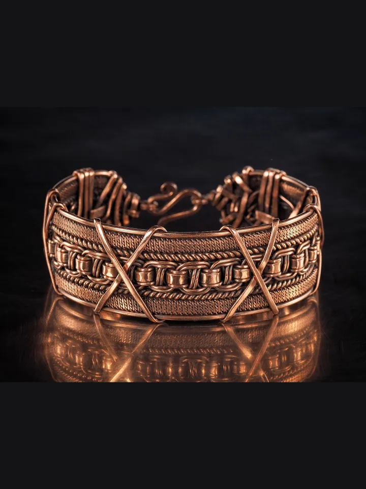 Woven copper wire bracelet Antique style handcrafted copper jewelry Unique gift